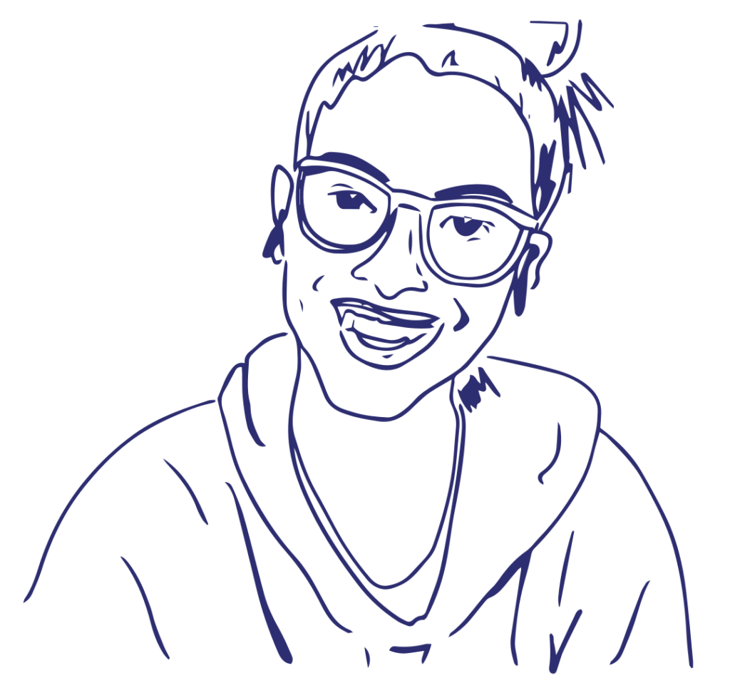 outline of Erica smiling